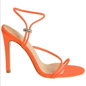 Orange Neon heels with adjustable strap